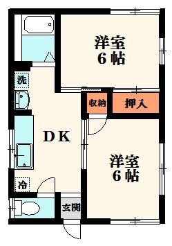 ハイコーポ和名ヶ谷B棟(2DK/2階)の間取り写真