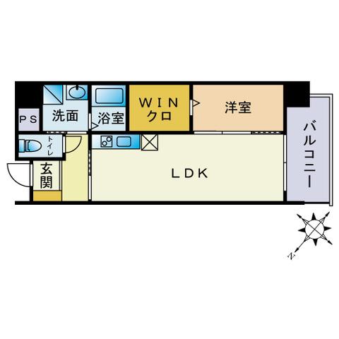 グローリー南福岡(1LDK/6階)の間取り写真