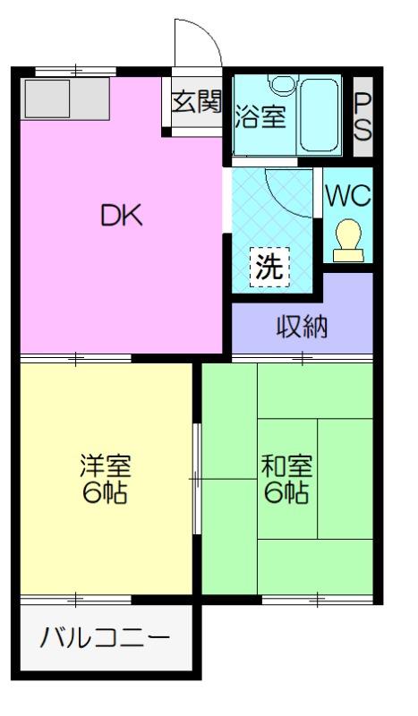 タウニィ山本A(2DK/1階)の間取り写真