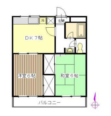 STハイツI(2DK/3階)の間取り写真