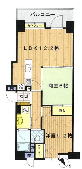 イトーピア三田(2LDK/2階)の間取り写真