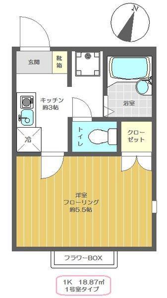 オークル(1K/2階)の間取り写真