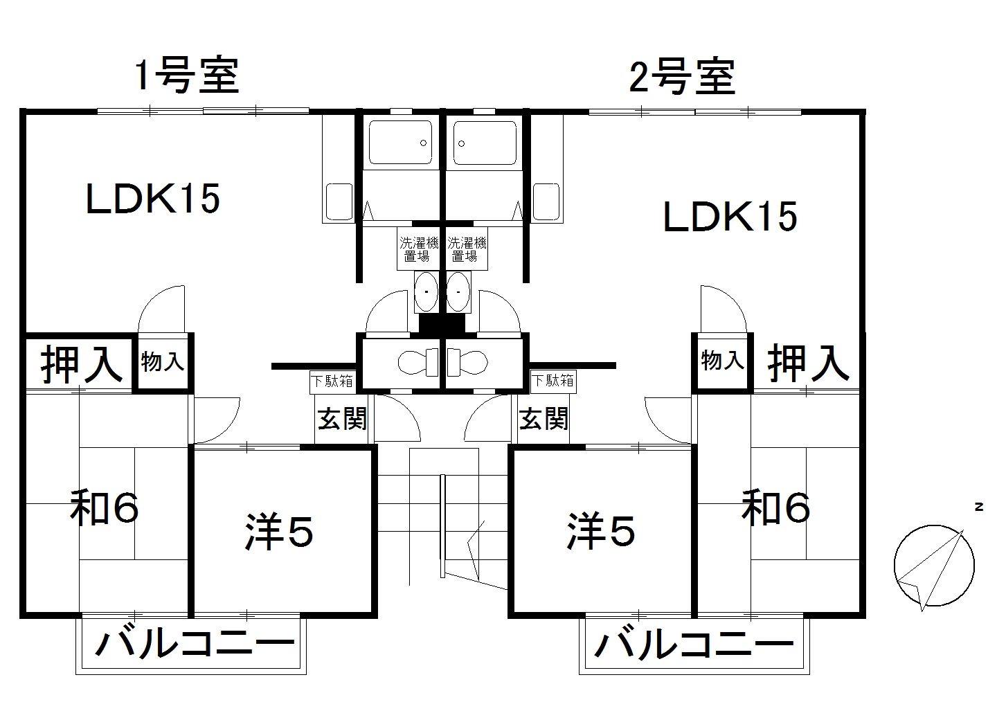 ソレイユ柳瀬B(2LDK/2階)の間取り写真