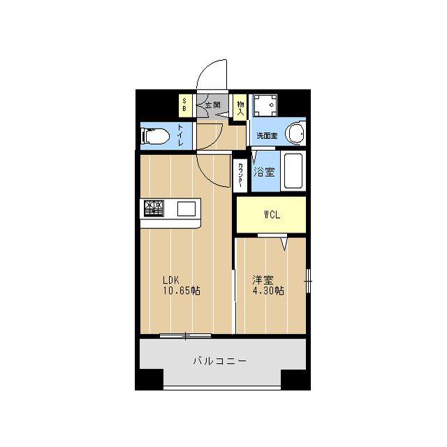 LIBTHマーレ平成II(1LDK/13階)の間取り写真