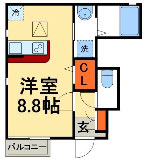 メゾンピエール(1K/1階)の間取り写真