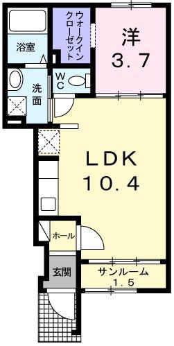 バーミィガーデンII(1LDK/1階)の間取り写真