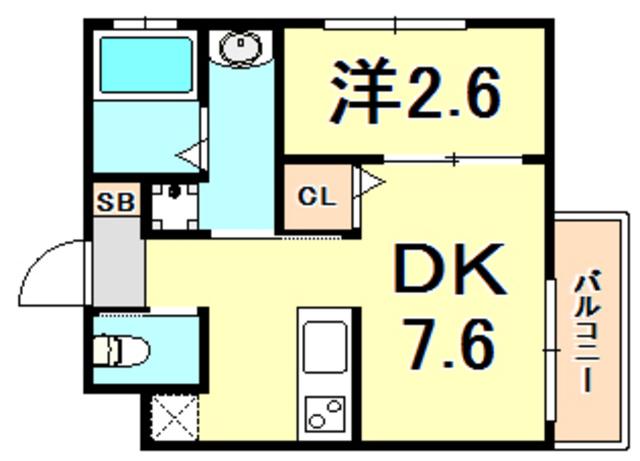 ワコーレヴィータ国香通(1DK/3階)の間取り写真