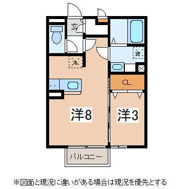 ALICE GARDEN NAKAJIMA C棟(ワンルーム/2階)の間取り写真