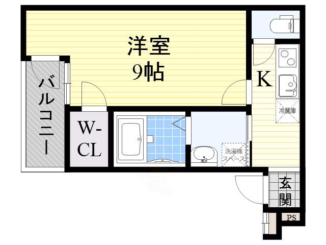 フジパレス住吉沢之町Ⅱ番館(1K/2階)の間取り写真