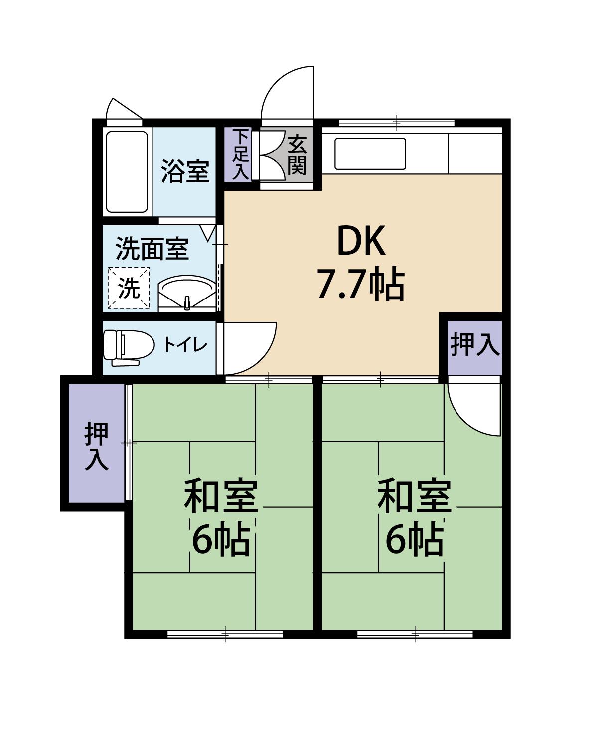 エクセル咲が丘(2DK/2階)の間取り写真