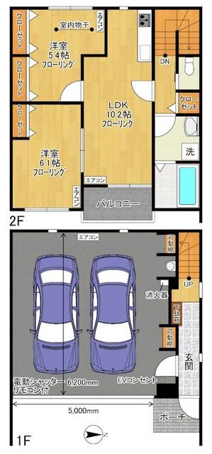 ヴェルジェJ.C(2LDK/2階)の間取り写真
