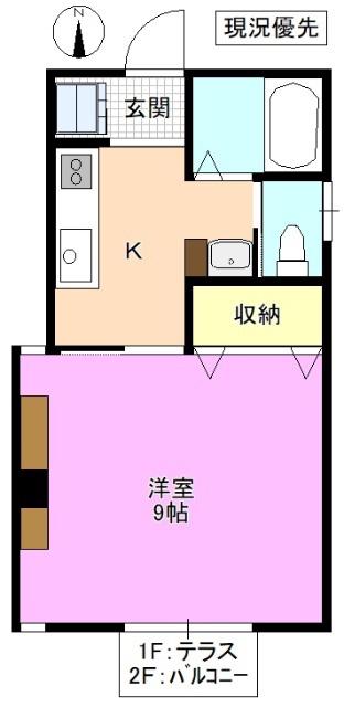コーポドンキホーテ(1K/1階)の間取り写真