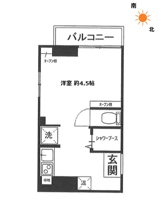 MKコーポ(ワンルーム/4階)の間取り写真