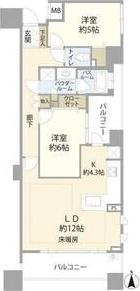 徳川東シティハウス・ステーションコート(2LDK/2階)の間取り写真