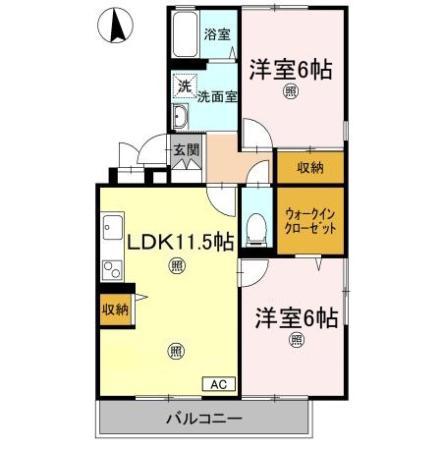 ロイヤルコート桜町E棟(2LDK/3階)の間取り写真