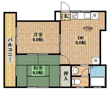 コーポ田代(2DK/1階)の間取り写真