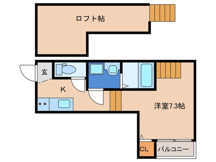 シャレオ香椎(1K/2階)の間取り写真