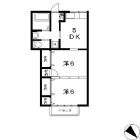 ダイナコーポ高羽(2DK/2階)の間取り写真