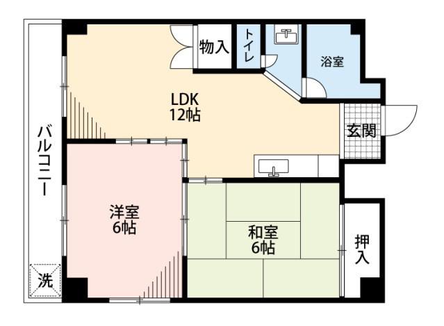 東峰マンション薬院第2(2LDK/3階)の間取り写真