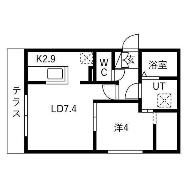 南郷通14丁目北マンション(1LDK/1階)の間取り写真
