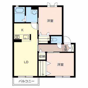 アトレッテジーロ(2LDK/2階)の間取り写真