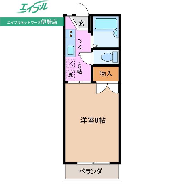 スリーベル(1DK/2階)の間取り写真