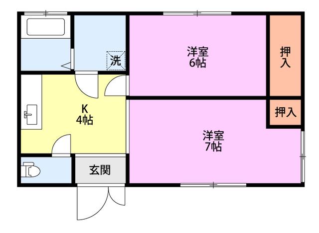 コーポアイリス 3号棟(2K/2階)の間取り写真
