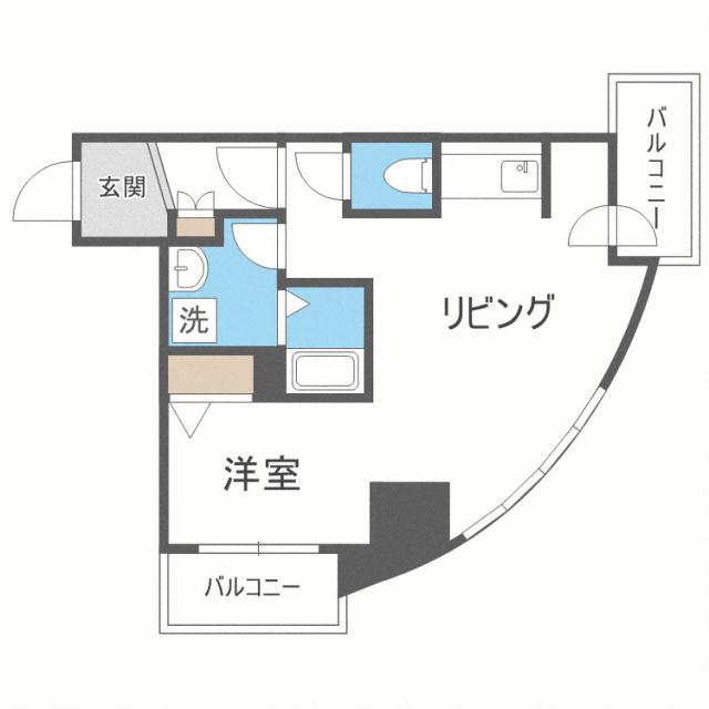 レジデンスタワー札幌(1DK/7階)の間取り写真