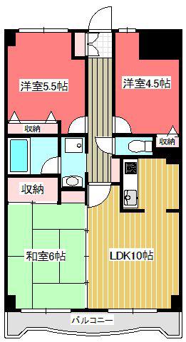 ダイヤメゾン戸田公園(3LDK/2階)の間取り写真