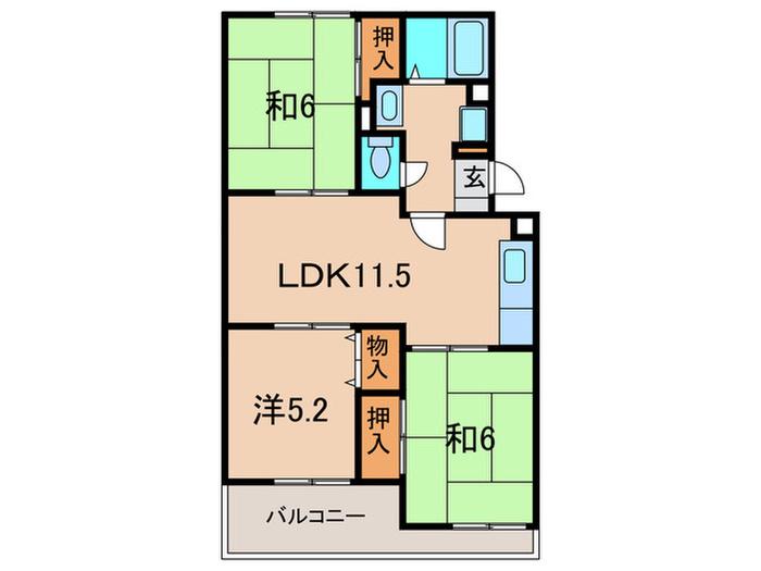 パークサイド瑞穂(3LDK/3階)の間取り写真