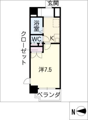 クレセント葵(1K/7階)の間取り写真