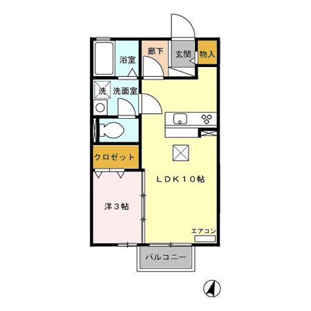 リビングタウンかじま台 E棟(1LDK/1階)の間取り写真