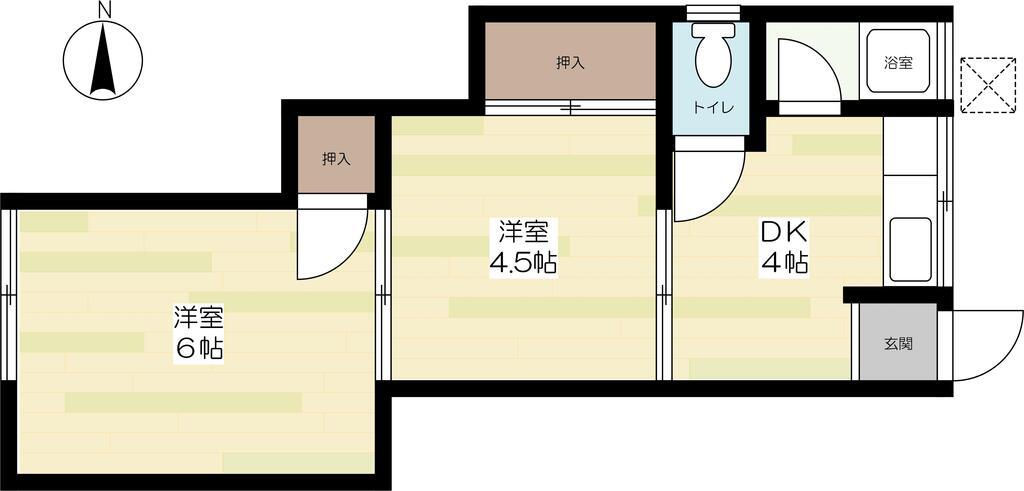 岡田文化(2DK/2階)の間取り写真