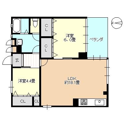 イースト33神宮前(2LDK/3階)の間取り写真