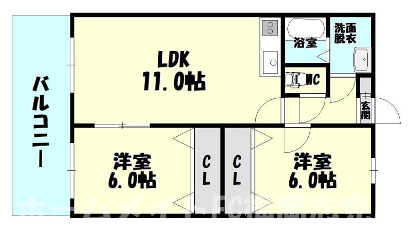 サンライズ須恵(2LDK/2階)の間取り写真