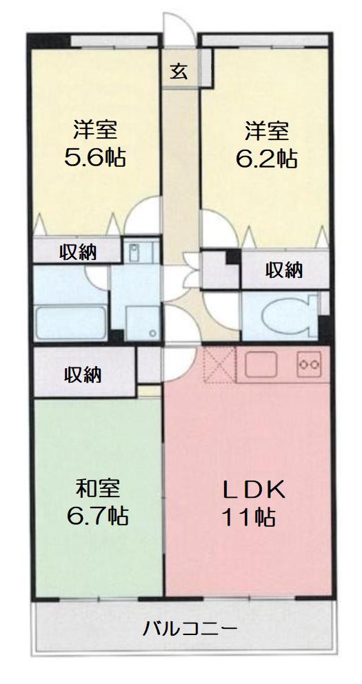 エマーレ光が丘公園(3LDK/2階)の間取り写真