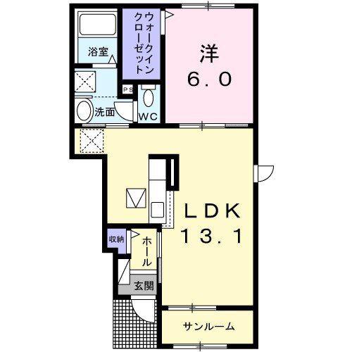 シエル エ ペシェ I(1LDK/1階)の間取り写真