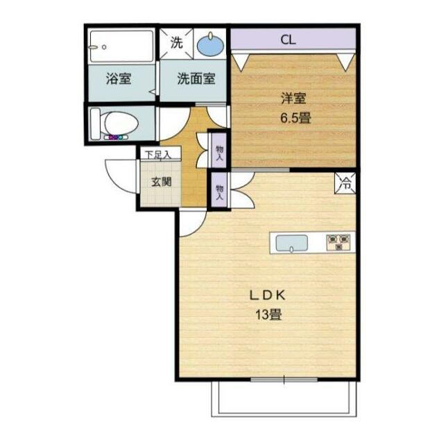 イースト御領(1LDK/2階)の間取り写真