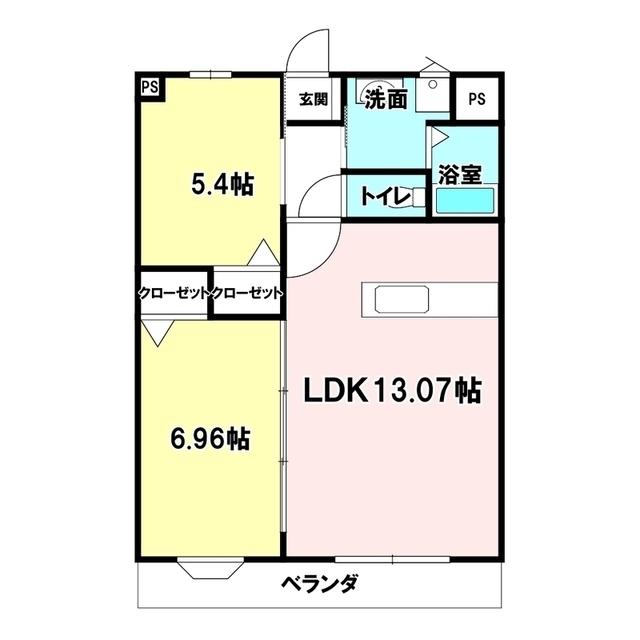 クイーンズヒル(2LDK/1階)の間取り写真