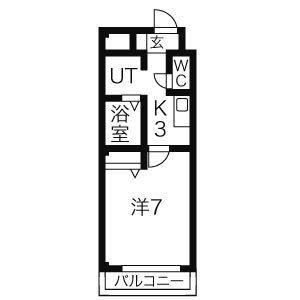 エトアール平針I(1K/1階)の間取り写真