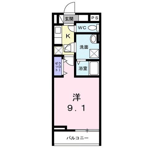 エスポワールK(1K/1階)の間取り写真