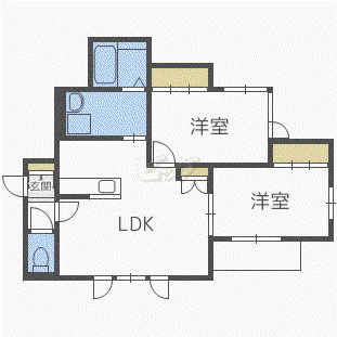 グランディール北郷(2LDK/1階)の間取り写真
