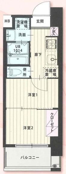 MARK AVENUE TOWER 久留米(2K/2階)の間取り写真