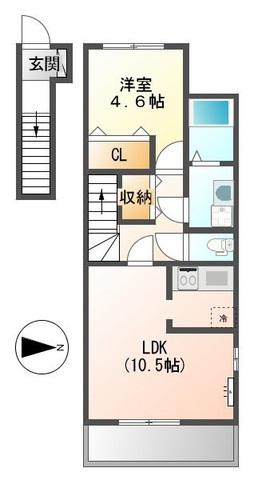 アンダンテ(1LDK/2階)の間取り写真