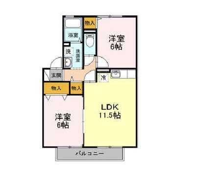 リヴェールコート C棟(2LDK/2階)の間取り写真