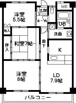 ハートフルライフIWASA3(3LDK/2階)の間取り写真