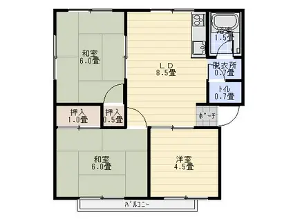 第2ファミリーコーポ(3LDK/1階)の間取り写真