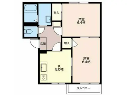 グランパルハイツ(2DK/2階)の間取り写真