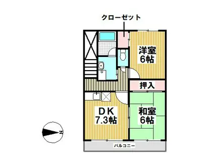 メゾン美原(2DK/2階)の間取り写真