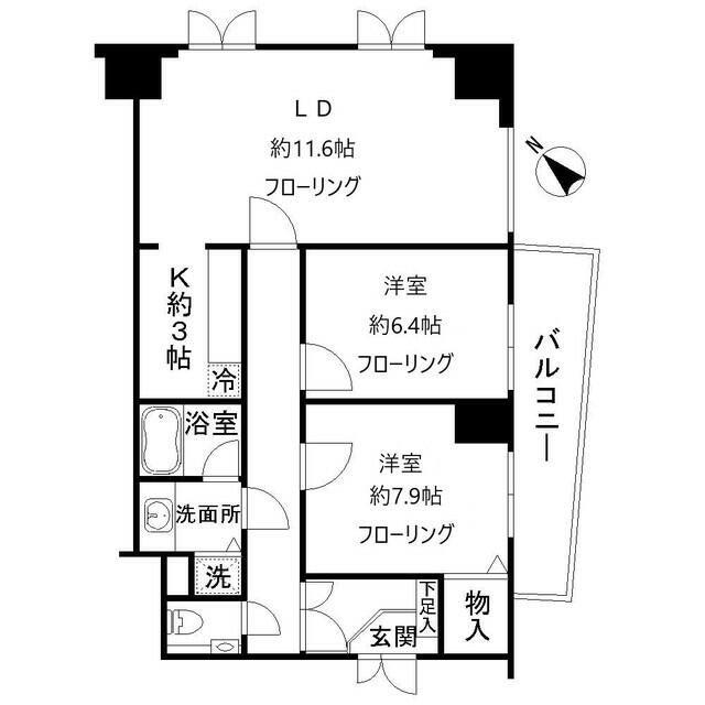 シティハイツ白金台(2LDK/7階)の間取り写真